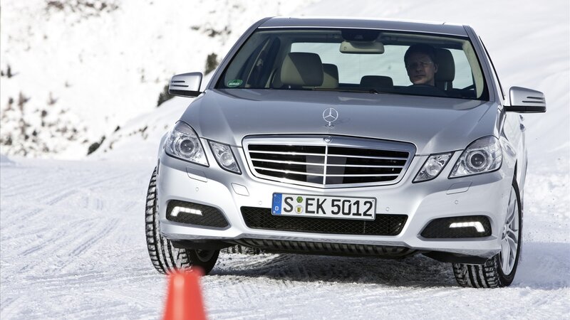Mercedes-Benz on snowy road