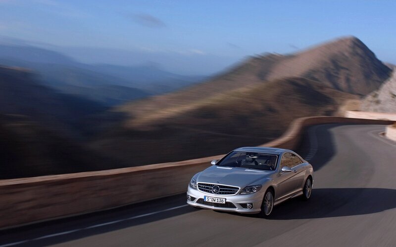 Mercedes-Benz on winding mountain road