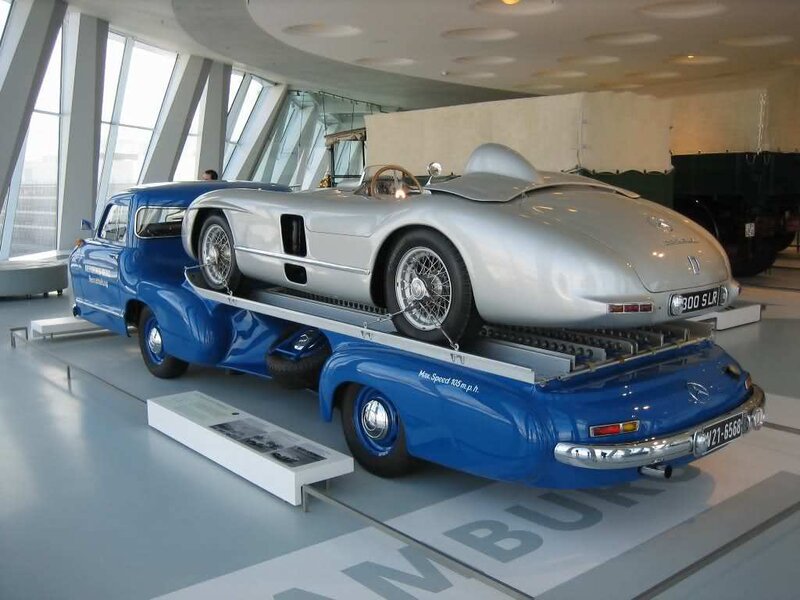 Mercedes-Benz race car on transporter