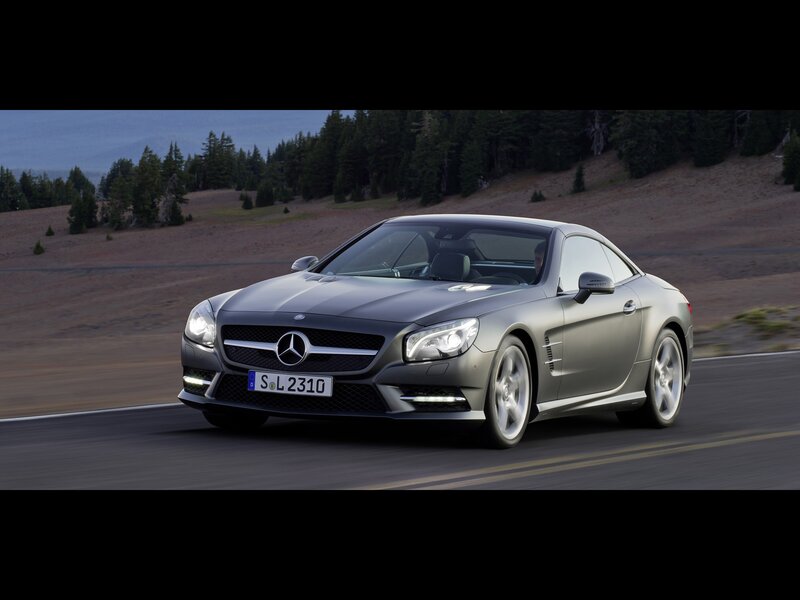 Mercedes-Benz SL driving on road