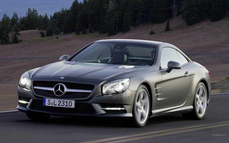 Mercedes-Benz SL driving on road