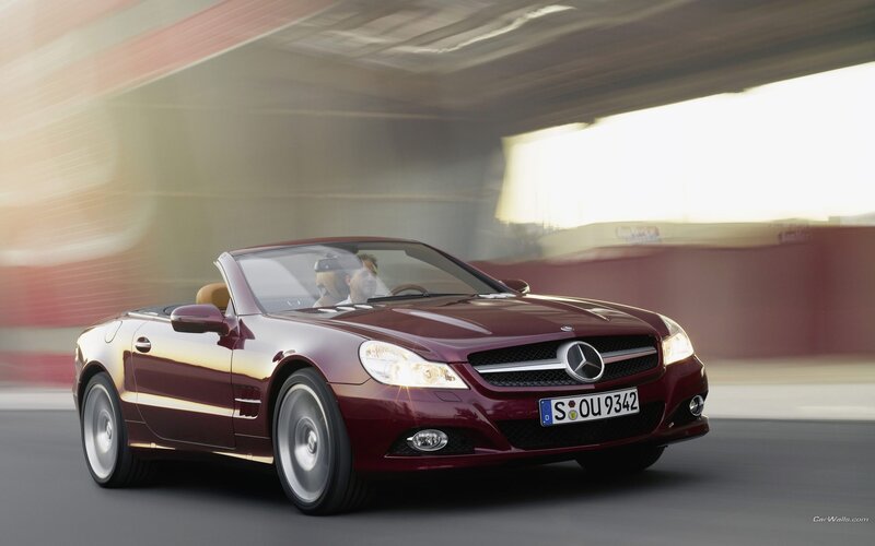 Mercedes-Benz SLK convertible in motion