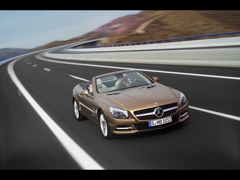 Mercedes-Benz SLK driving on road