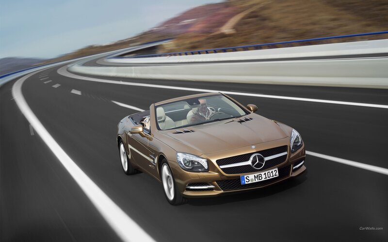 Mercedes-Benz SLK driving on road
