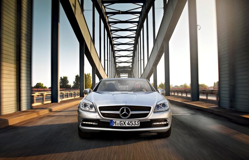 Mercedes-Benz SLK on a bridge