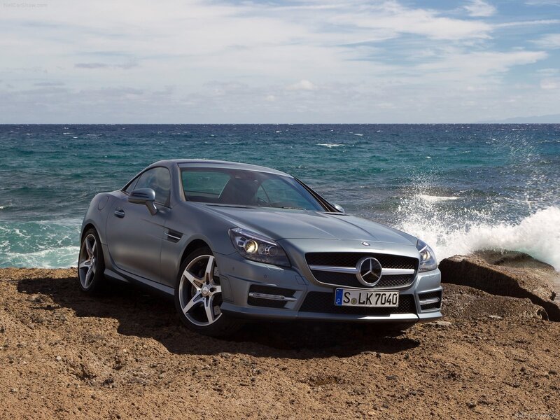 Mercedes-Benz SLK on a rocky shore