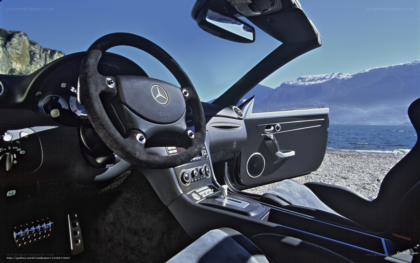 Mercedes-Benz SLR interior by lake
