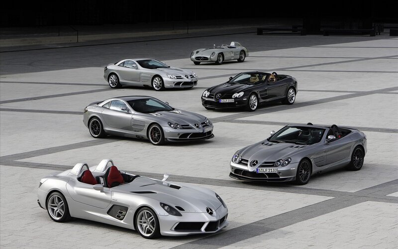 Mercedes-Benz SLR McLaren Cars — Silver, Dramatic, Sunset