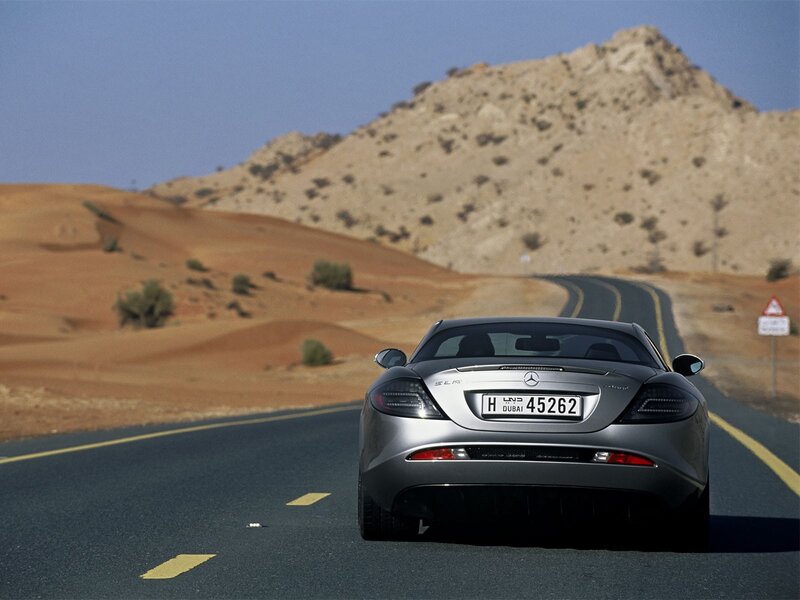Mercedes-Benz SLR on desert road