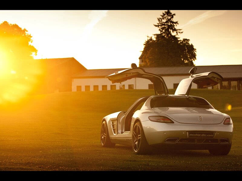 Mercedes-Benz SLS AMG at sunset