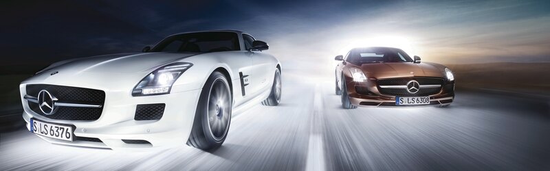 Mercedes-Benz SLS AMG cars in motion