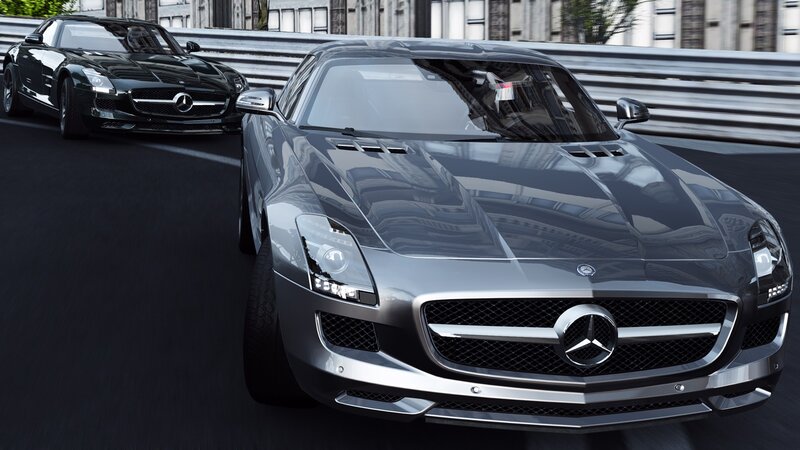 Mercedes-Benz SLS AMG Cars — Silver, Dynamic