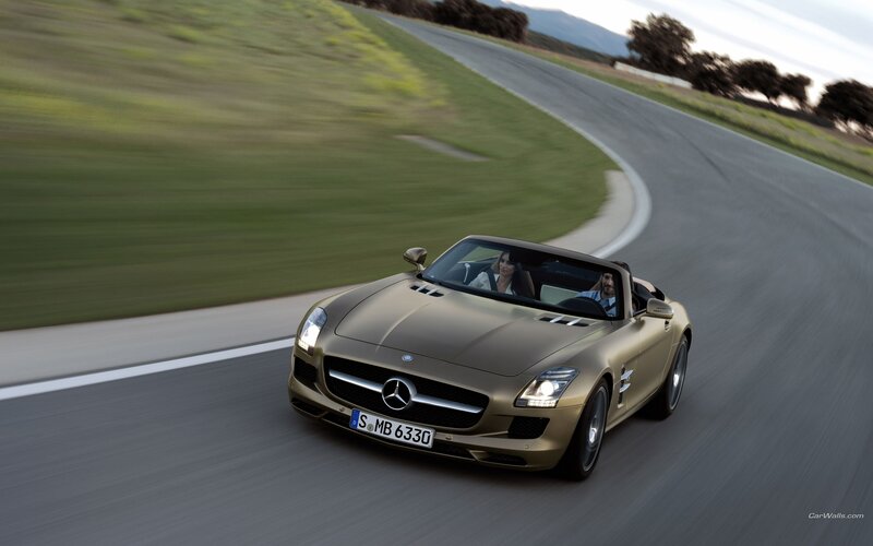 Mercedes-Benz SLS AMG driving on track
