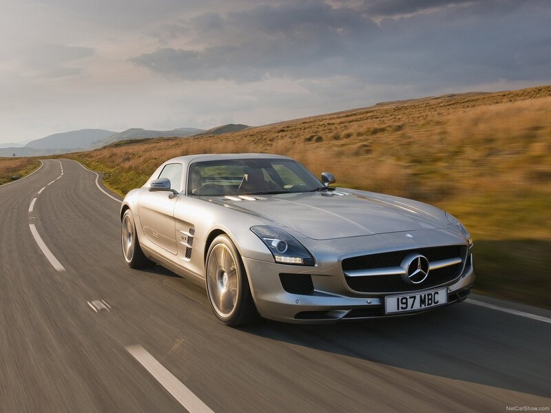 Mercedes-Benz SLS AMG on a country road