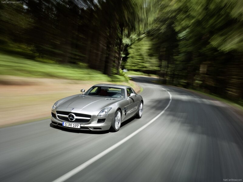 Mercedes-Benz SLS AMG on a forest road