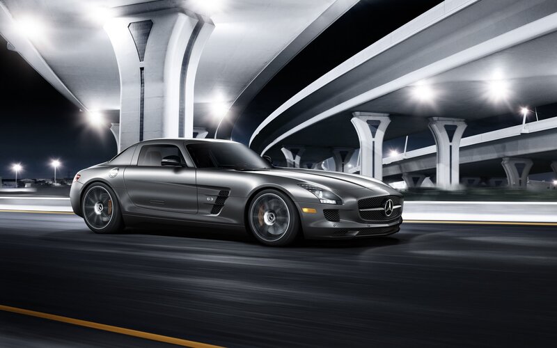 Mercedes-Benz SLS AMG on a highway