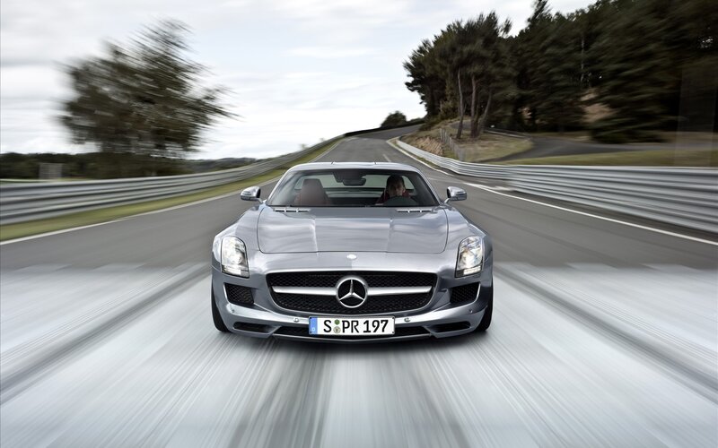 Mercedes-Benz SLS AMG on a racetrack