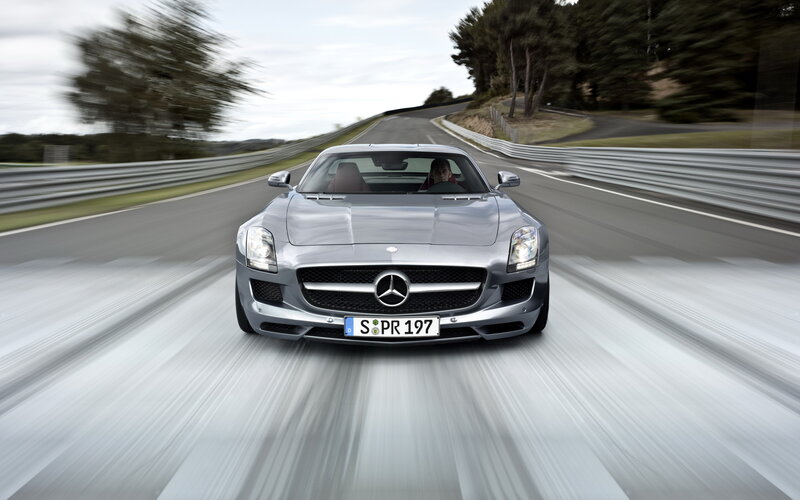 Mercedes-Benz SLS AMG on a racetrack