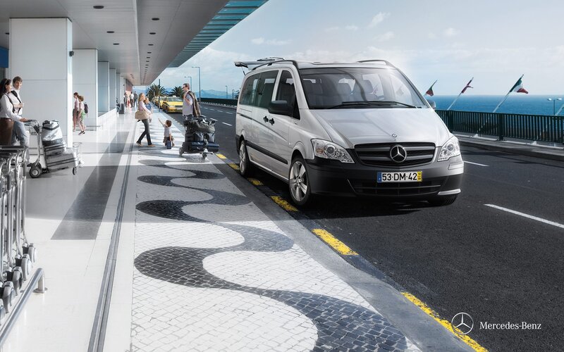Mercedes-Benz van at airport
