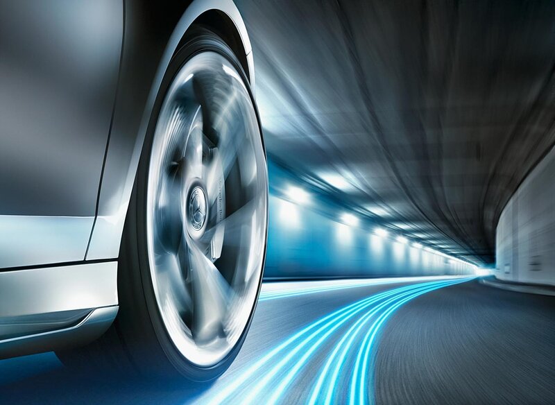 Mercedes-Benz wheel in tunnel
