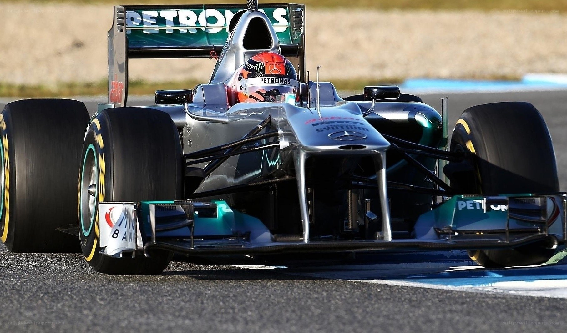 Mercedes Formula 1 car on track