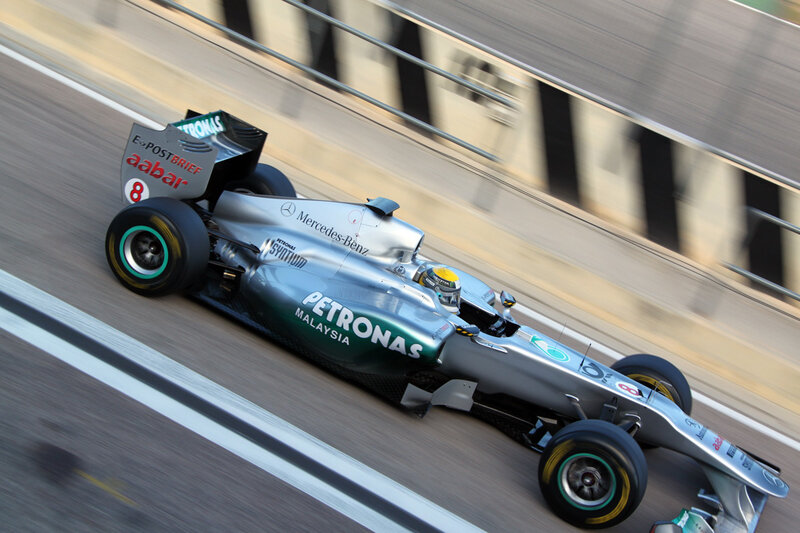 Mercedes Formula 1 car on track