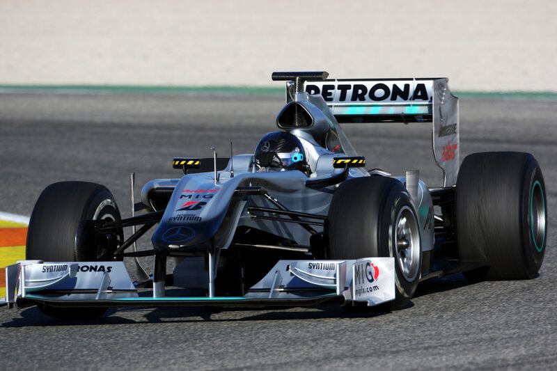 Mercedes Formula 1 car on track