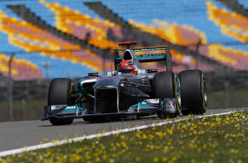 Mercedes Formula 1 car on track