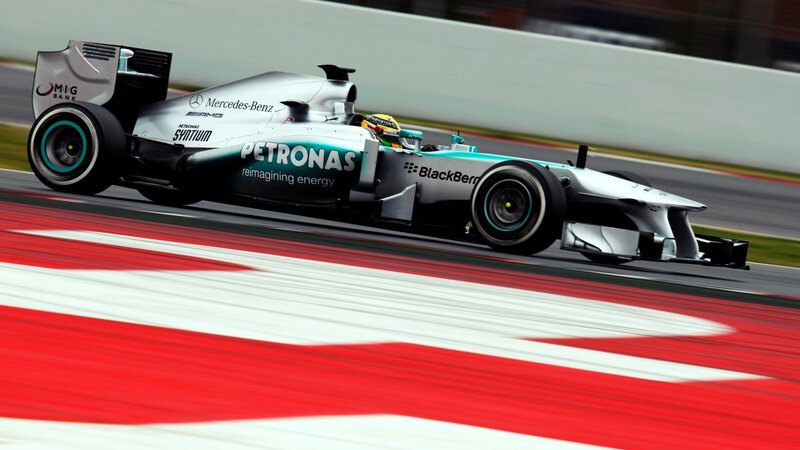Mercedes Formula 1 car on track