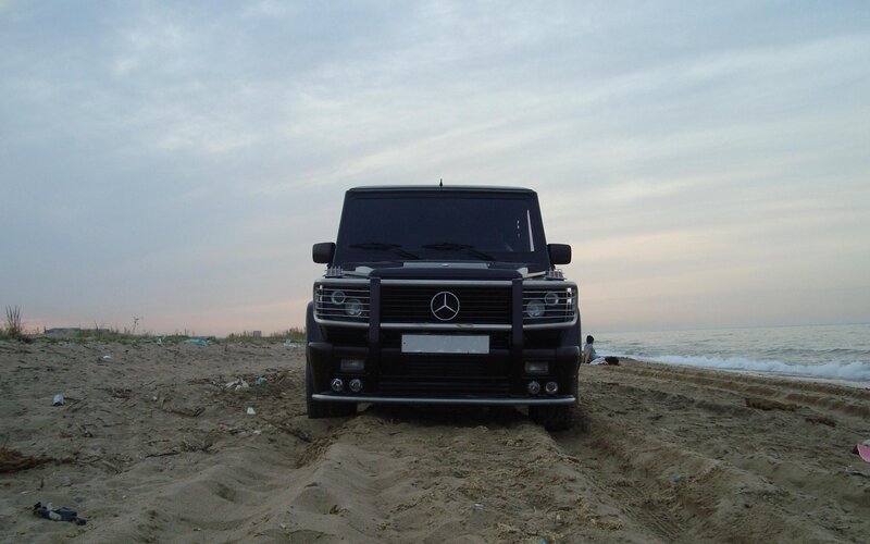 Mercedes G-Wagon on the beach