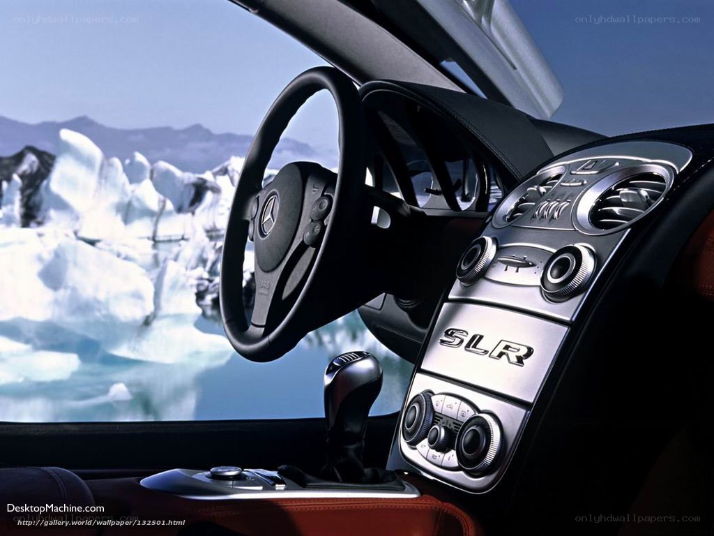 Mercedes SLR interior with glacier view