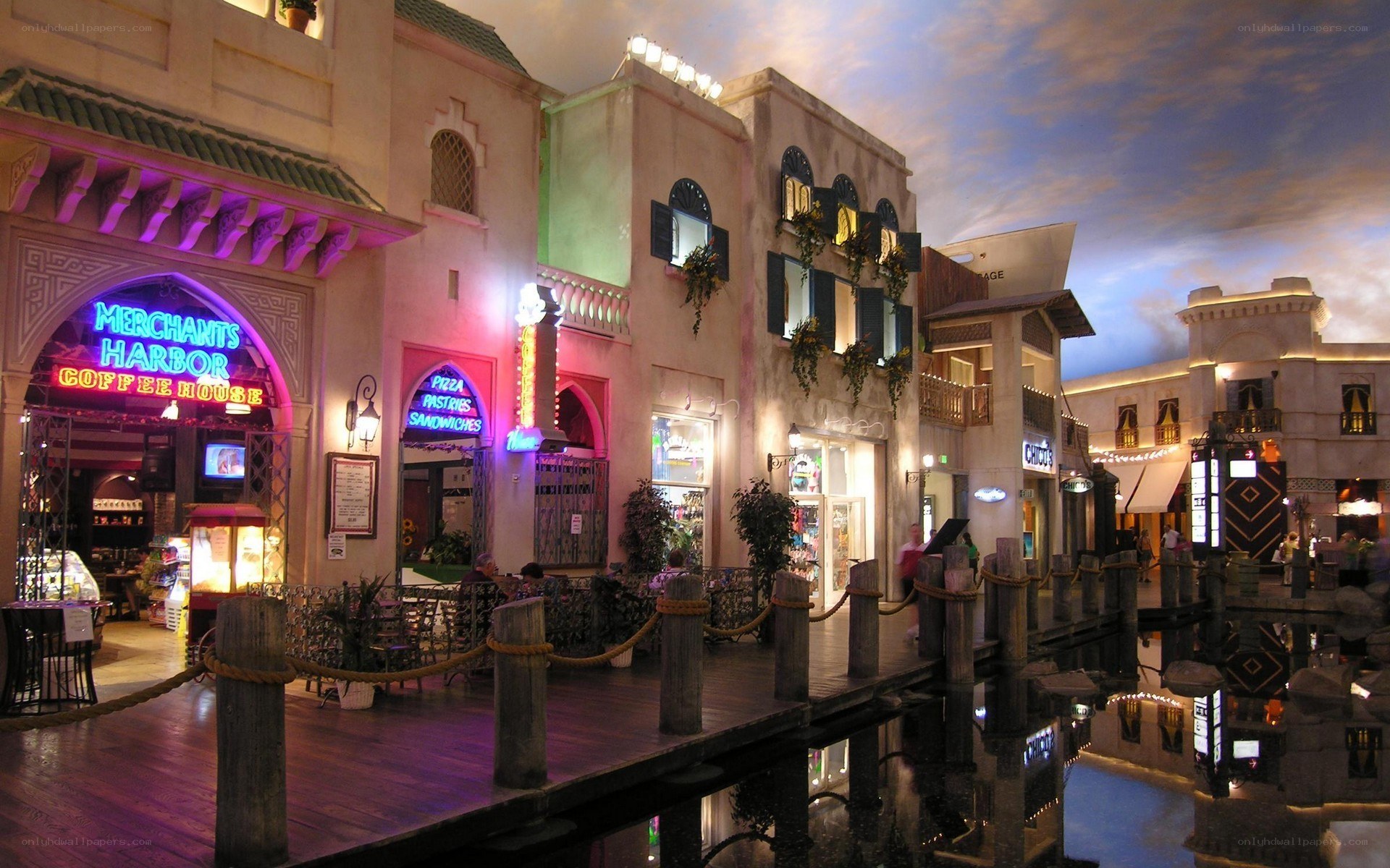 Merchant's Harbor at night