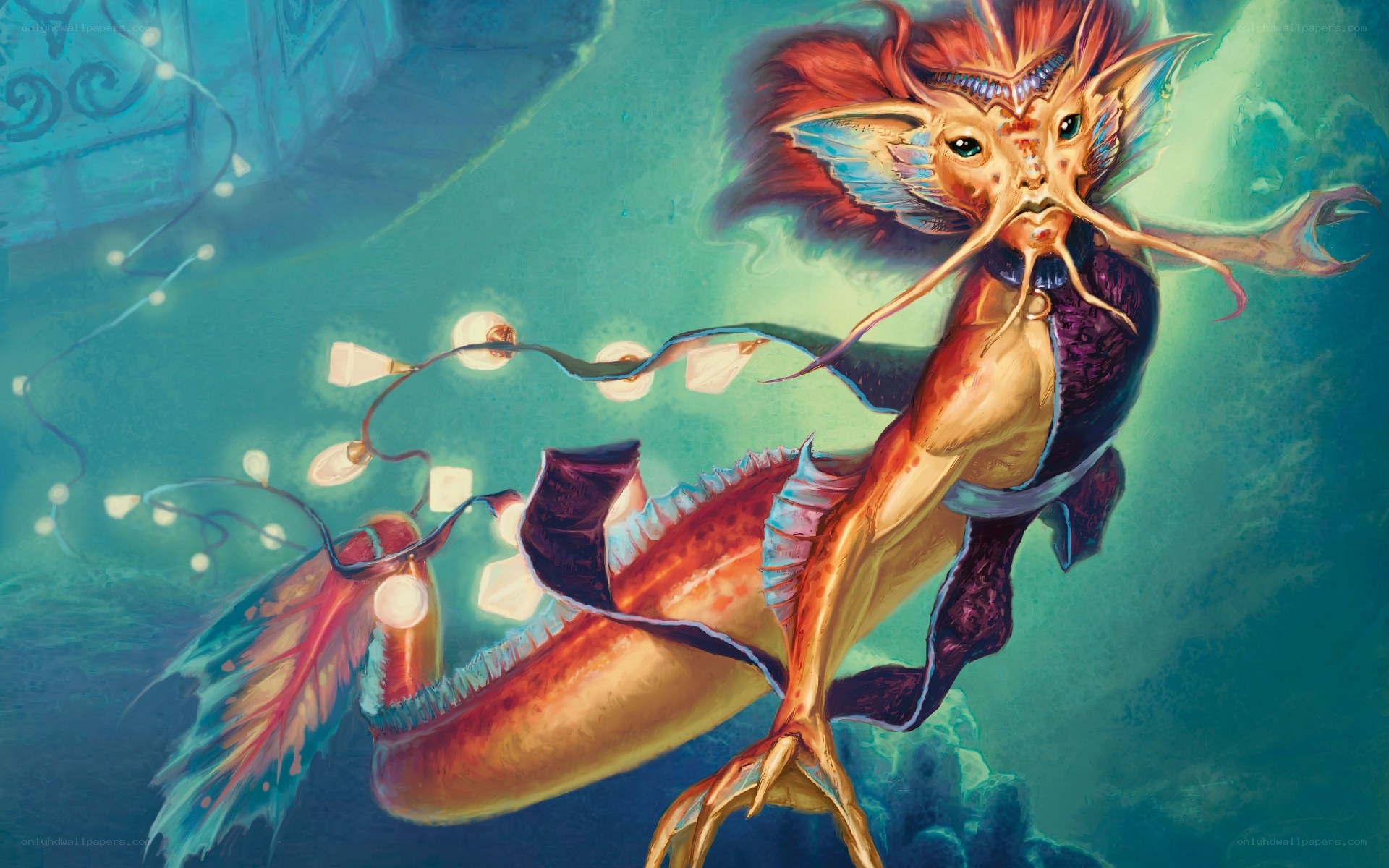 merfolk with glowing lights