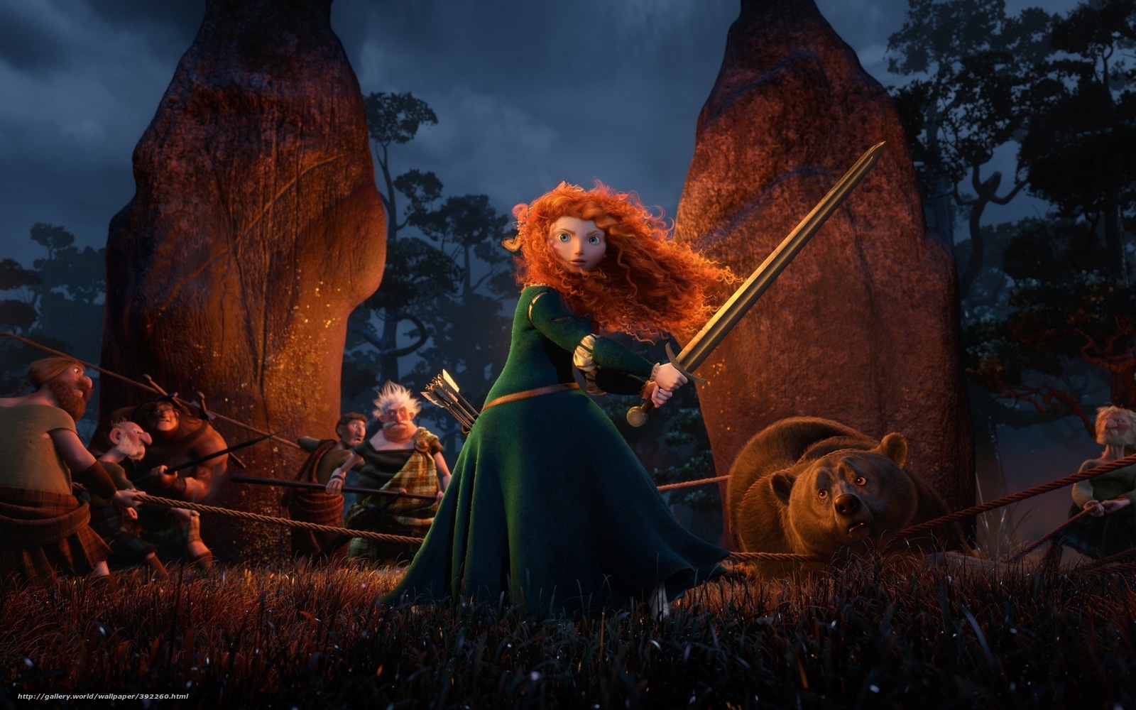 Merida stands with sword