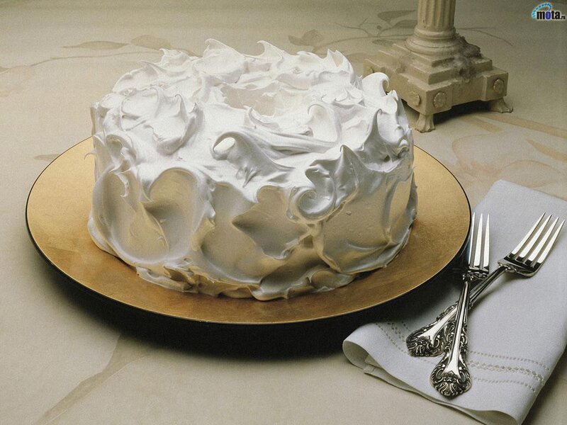 meringue cake on golden plate