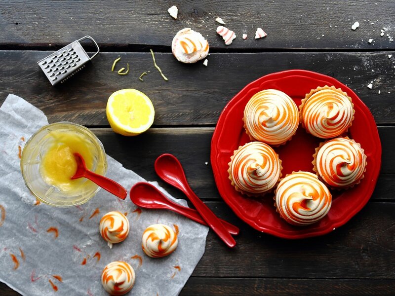 Meringue Desserts on Plate