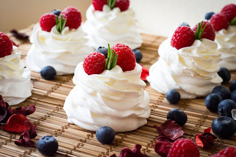 Meringue Nests with Berries