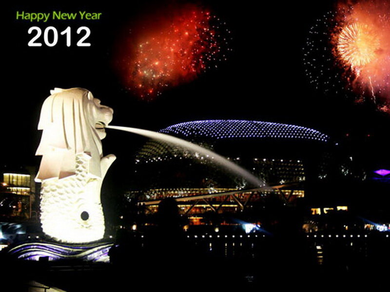 Merlion Statue at Night — Black