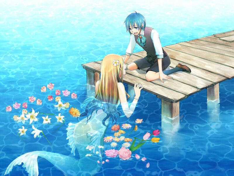 Mermaid and Boy on Dock