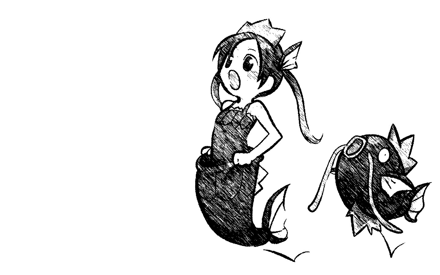 mermaid and fish sketch