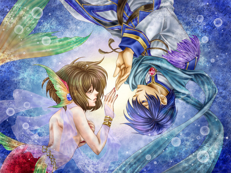 mermaid and knight underwater