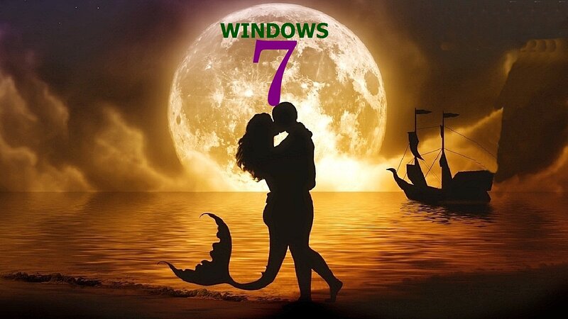 Mermaid and Man Kissing — Orange, Dramatic