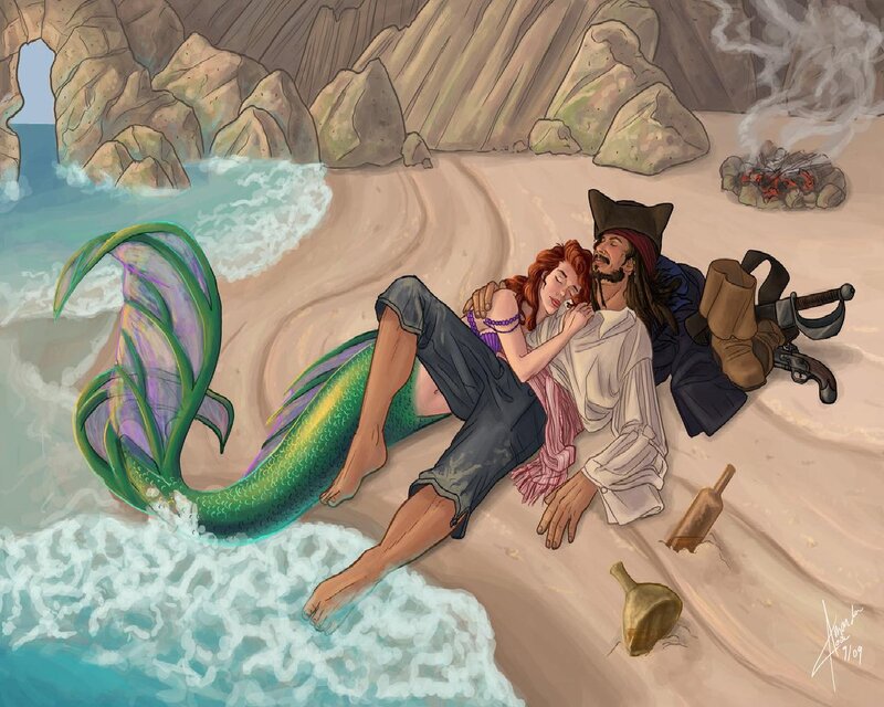 Mermaid and Pirate Couple