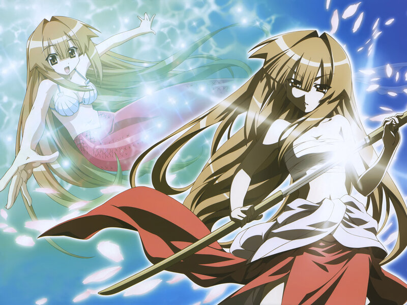 mermaid and warrior anime scene