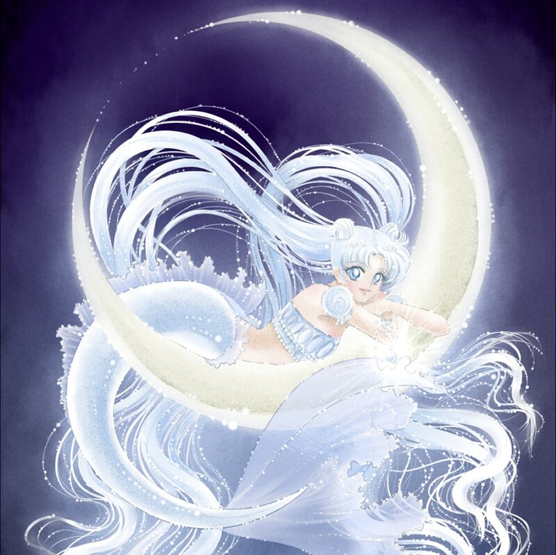 Mermaid Character in Moon