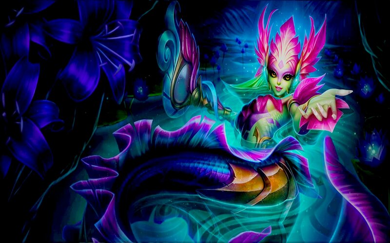 Mermaid Character in Water — Purple, Dramatic