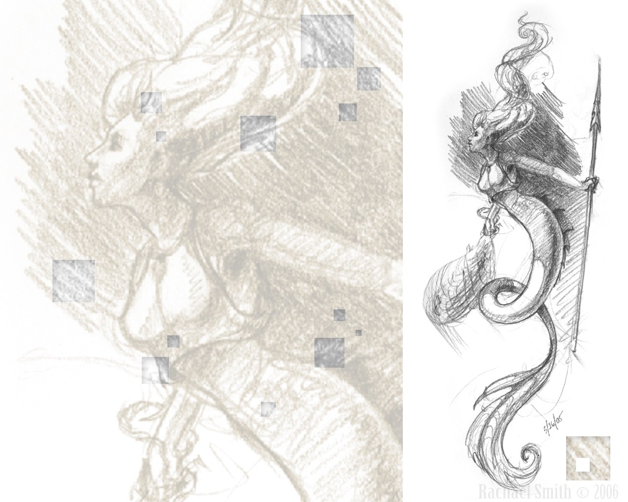 mermaid concept sketches