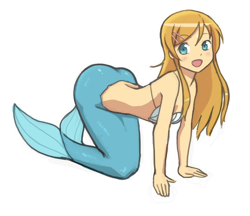 Mermaid Girl on Hands and Knees