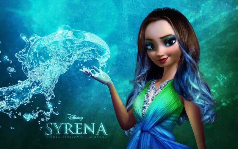 Mermaid Girl with Water