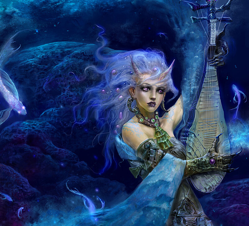 Mermaid Holding a Lute